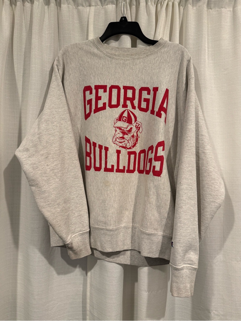 Champion Gray Crewneck Sweatshirt with Red Georgia Bulldogs Graphic